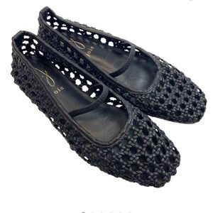 Joie Black Leather Woven Ballet Flats size 7.5, NWOT